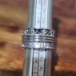 New Stainless Steel Textured Wide Band Ring 6.5